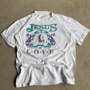 White Graphic Tee - Jesus is Love